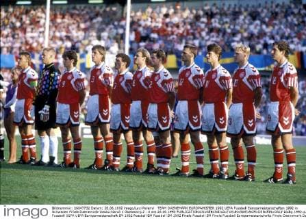 TEAM DAENEMARK EUROPAMISTER 1992 UEFA Fussball Europameisterschaften 1992 in Schweden Finale Daenemark-Deutschland in Goeteborg 2 : 0 am 26.06.1992 