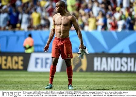 20140705 - BRASILIA - Belgium s captain Vincent Kompany pictured during the quarter final match between Belgian national soccer team Red Devils and Argentina, in Estadio Nacional Mane Garrincha , during the 2014 FIFA World Cup, Saturday 05 July 2014. DIRKxWAEM  Aufmacher 04226652