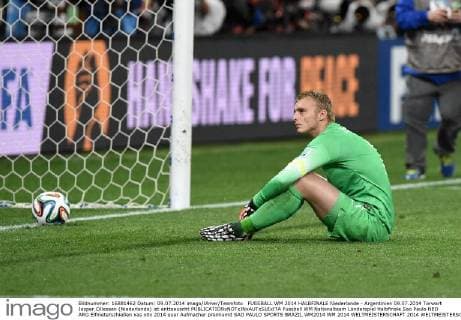 FUSSBALL WM 2014 HALBFINALE Niederlande - Argentinien 09.07.2014 Torwart Jasper Cillessen (Niederlande) ist enttaeuscht