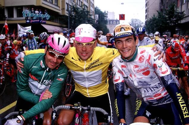 ULLRICH Jan Tour de France Sieger 1997 mit VIRENQUE Richard und ZABEL Erich Rad Radsport Tour de France 1997 