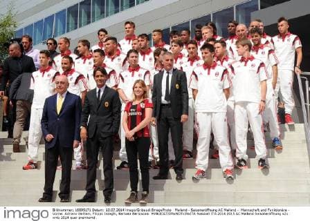 Mailand - Saisoneröffnung AC Mailand - Mannschaft und Funktionäre - Vorne: Adriano Galliani, Filippo Inzaghi, Barbara Berlusconi 