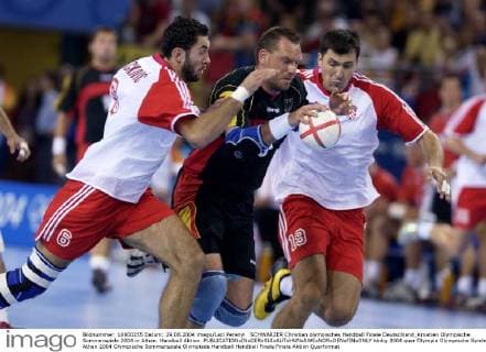 SCHWARZER Christian olympisches Handball Finale Deutschland_Kroatien Olympische Sommerspiele 2004 in Athen. Handball Aktion. 