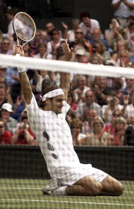 FEDERER Roger Wimbledonsieger 2003 Tennis Meisterschaften Wimbledon 2003 Finale Herren Wimbledonsieger Federer. Sport Tennis Jubel. Copyright 
