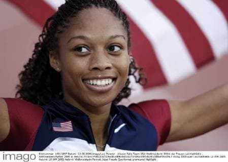 Allyson Felix Team USA Weltmeisterin 200m der Frauen Leichtathletik Weltmeisterschaften 2005 in Helsinki Finland 