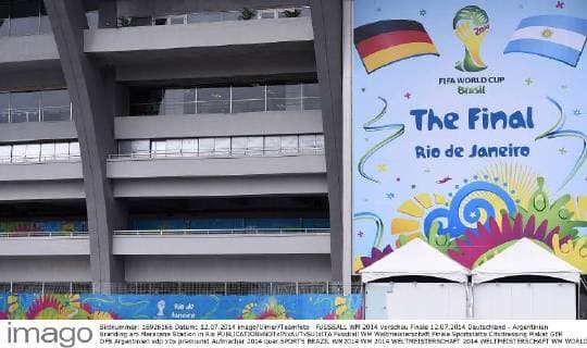 FUSSBALL WM 2014 Vorschau Finale 12.07.2014 Deutschland - Argentinien Branding am Maracana Stadion in Rio