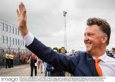 Louis van Gaal of the Netherlands at Rotterdam Airport where the Netherlands arrived after the World Cup in Brazil on July 13, 2014 in Rotterdam, The Netherlands. Netherlands Arrival Rotterdam 2013 2014 xVIxxIVx 2450688