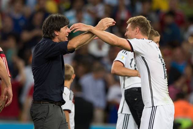 Germany coach Joachim Löw and Toni Kroos Player Fetejan victory 07 13 2014 xROBERTOxMAYAx 
