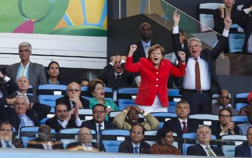 Ehrentribüne - Germany vs Argentina - Joseph S. Sepp Blatter, Dilma Rousseff, Angela Merkel, Vladimir Putin, Joachim Gauck, Jim Boyce, Prinz Ali Bin Al Hussein, Ali Bongo Ondimba, Viktor Orban, - DEUTSCHLAND - ARGENTINIEN 1-0 n.V. FIFA Fussball WM FINALE JUBEL, jubeln DEUTSCHLAND - ARGENTINIEN 1-0 n.V. FIFA Fussball WM FINALE Weltmeisterschaft am 13.07.2014 im Maracana Stadion von Rio de Janeiro