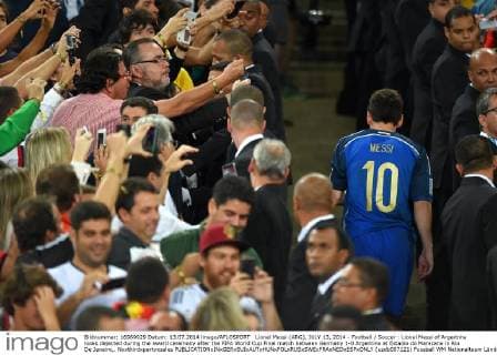 Lionel Messi (ARG), JULY 13, 2014 - Football Soccer : Lionel Messi of Argentina looks dejected during the award ceremony after the FIFA World Cup Final match between Germany 1-0 Argentina at Estadio do Maracana in Rio De Janeiro,. Noxthirdxpartyxsales  (uzdb007121)