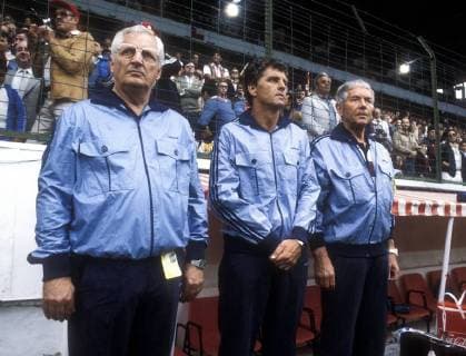 DERWALL Jupp Trainer und RIBBECK Team_Deutschland Spiel Deutschland_Chile FIFA Fussball Weltmeisterschaften 1982 in Spanien Fussball Portrait 