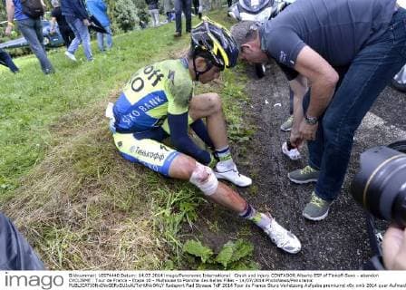 Crash and injury CONTADOR Alberto ESP of Tinkoff-Saxo - abandon CYCLISME : Tour de France - Etape 10 - Mulhouse to Planche des Belles Filles - 14 07 2014 PhotoNews Panoramic 