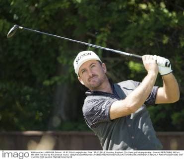 15.07.2014. Hoylake, England. The Open golf championship. Graeme MCDOWELL NIR on the 18th Tee during his practice round. xStephenxBartholomewx  ActionPlus11541963