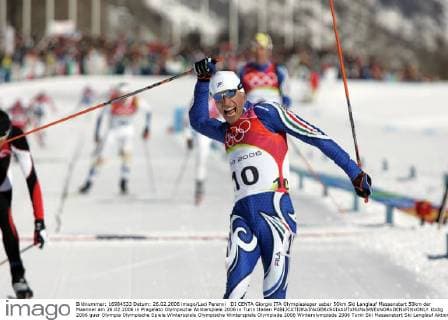 DI CENTA Giorgio ITA Olympiasieger ueber 50km Ski Langlauf Massenstart 50km der Maenner am 26.02.2006 in Pragelato Olympische Winterspiele 2006 in Turin Italien 