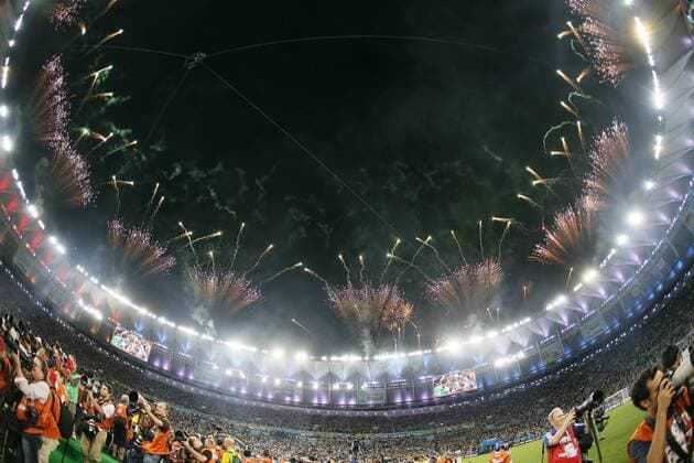 Schlussfeuerwerk zur Fussball WM 2014. Estadio: Maracana (Rio de Janeiro). Foto: Javier Garcia Martino Photogamma.