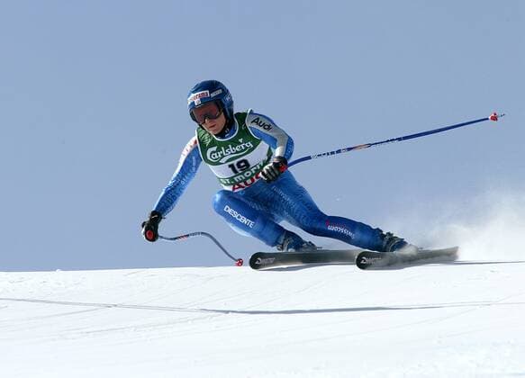 REY BELLET Corinne Ski Alpine Weltmeisterschaften 2003 in St.Moritz.Wettbewerb Frauen Super-G. Wintersport Ski Alpine Aktion. Copyright 