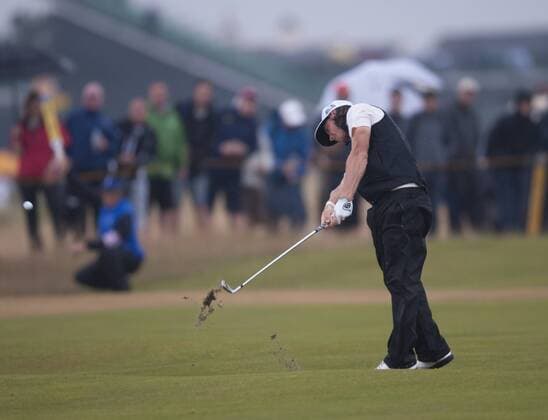 19.07.2014. Hoylake, England. The Open Golf Championship, Round 3. Kristopher Broberg SWE approaches the green in very wet conditions on the 3rd day. xStephenxBartholomewx  ActionPlus5540
