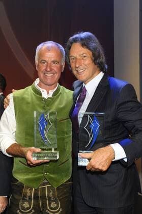 Fritz Fischer und Dr. Hans-Wilhelm Müller-Wohlfahrt Bayerische Sportpreis 2014 Ehrung, Auszeichnung. Preis BMW-Welt München 19. Juli 2014