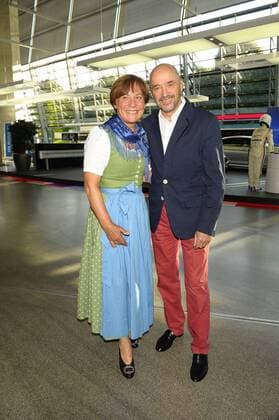 Christian Neureuther mit Ehefrau Rosi Mittermaier Bayerische Sportpreis 2014 BMW-Welt München 19. Juli 2014