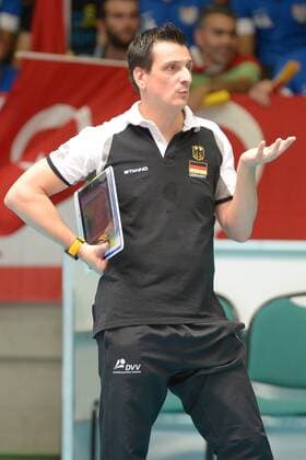 19.07.2014, xtkx, Volleyball European League 2014, Deutschland - Türkei, v.l.Trainer Giovanni Guidetti (Deutschland),