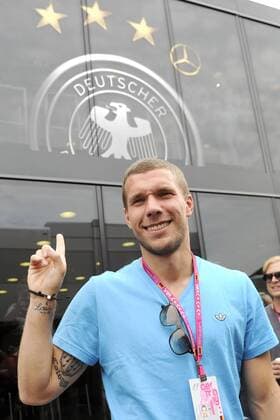 Lukas PODOLSKI (GER),Fussball Weltmeister 2014 ,besucht das Mercedes Motorhome. Motorsport:Rennen.Formel 1,Grand Prix GP von Deutschland Hockenheimring,Saison2014,am 20.07.2014.