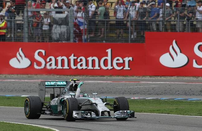 20.07.2014, xjfx, Motorsport, Formel 1 Grosser Preis von Deutschland, Rennen, v.l. Sieger Nico Rosberg (GER) Mercedes AMG Patronas Formula One Team, jubeln jubelt nach Rennende.