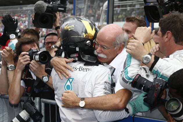 Motorsports: FIA Formula One World Championship 2014, Grand Prix of Germany, 6 Nico Rosberg (GER, Mercedes AMG Petronas F1 Team), Dr. Dieter Zetsche (Chairman of the Board of Management of Daimler AG, Head of Mercedes-Benz Cars), xHOCHxZWEIx