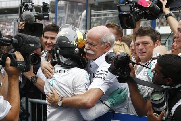Motorsports: FIA Formula One World Championship 2014, Grand Prix of Germany, 6 Nico Rosberg (GER, Mercedes AMG Petronas F1 Team), Dr. Dieter Zetsche (Chairman of the Board of Management of Daimler AG, Head of Mercedes-Benz Cars), xHOCHxZWEIx