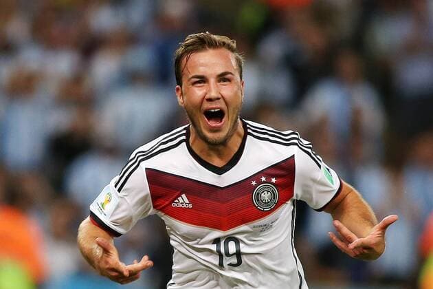Mario Götze jubelt nach seinem Tor zum 1:0 Deutschland - Argentinien, Finale, WM 2014, 13.07.2014 EP_CEZ