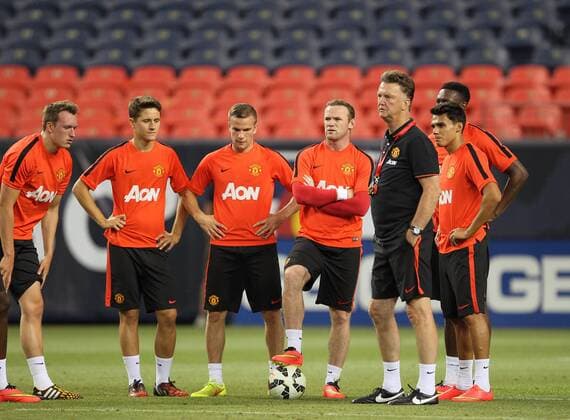 Manchester United s Louis Van Gaal during training - International Champions Cup 2014 - Training and Press Conference - Sports Authority Field - Denver - USA - 25th July 2014 - Picture David Klein Sportimage EDITORIAL USE ONLY. No use with unauthorised audio, video, data, fixture lists, club league logos or live services. Online in-match use limited to 120 images, no video emulation. No use in betting, games or single club league player publications.