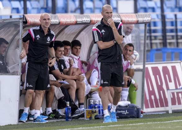 Preseason friendly match between Castilla and Guadalajara. In this picture, Trainer Zinedine Zidane und Co Trainer David Bettoni xDIEGOxG.SOUTOx 