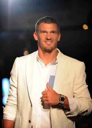 Nicolas Douchez of France s Paris Saint-Germain Football Club poses at a fashion show of Swiss watch brand Hublot during the Asia tour of the club in Hong Kong, China, 27 July 2014. Paris Saint-Germain football stars wow fans at watch fashion show in Hong Kong  20140727_10776
