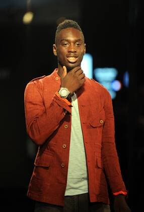Blaise Matuidi of France s Paris Saint-Germain Football Club poses at a fashion show of Swiss watch brand Hublot during the Asia tour of the club in Hong Kong, China, 27 July 2014. Paris Saint-Germain football stars wow fans at watch fashion show in Hong Kong  20140727_46325
