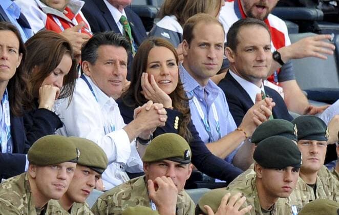 Commonwealth Games 2014 Glasgow, Scotland , UK. Sebastian Coe, Duke and Duchess of Cambridge sighting at the Commonwealth Games, Glasgow, Scotland 29th July 2014. LMK386-49215-300714 