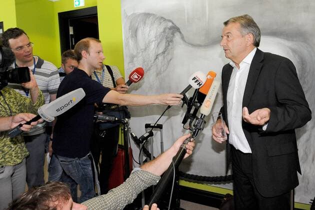 01.08.2014, xfux, Fussball, Empfang DFB U19 Nationalteam Europameistertitel 2014, v.l. DFB Präsident Wolfgang Niersbach (Deutsche Fussball Bund)