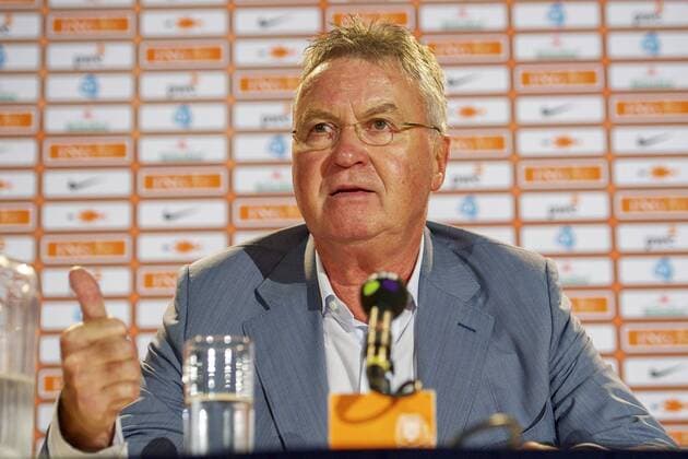 coach Guus Hiddink of Holland during a press conference where Guus Hiddink is unveiled as new Netherlands manager on August 1, 2014 in Zeist, The Netherlands. Guus Hiddink unveiled as new Netherlands manager Zeist 2014 2015 xVIxxIVx 2485079