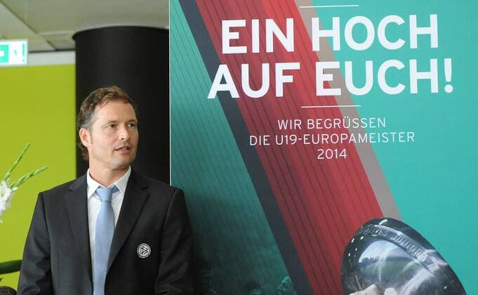 01.08.2014, xfux, Fussball, Empfang DFB U19 Nationalteam Europameistertitel 2014, v.l. DFB-Trainer Marcus Sorg (Deutschland U19)