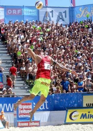 Beachvolleyball Grand Slam. Clemens Doppler (AUT). Klagenfurt, 1.8.2014.