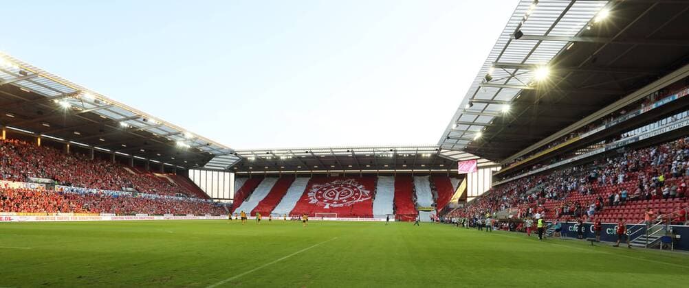 Fußball, Stadiongeschichte 1. FSV Mainz 05 FANCHOREOGRAPHIE IN DER COFACE ARENA MAINZ 05, EUROPA LEAQUE QUALIFIKATION MAINZ 