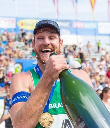 03.08.2014, Strandbad, Klagenfurt, AUT, A1 Beachvolleyball Grand Slam 2014, Finalspiel, im Bild Gewinner Bruno Oscar Schmidt (BRA) during the A1 Beachvolleyball Grand Slam at the Strandbad Klagenfurt, Austria on 2014 08 03. 2014, ,  EP_stei EX  