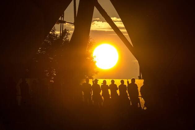 Erfurt , 050814 , Fussball 3.Liga FC Rot Weiss Erfurt - im Bild: Steigerwaldstadion , Haupttribüne im Sonnenuntergang