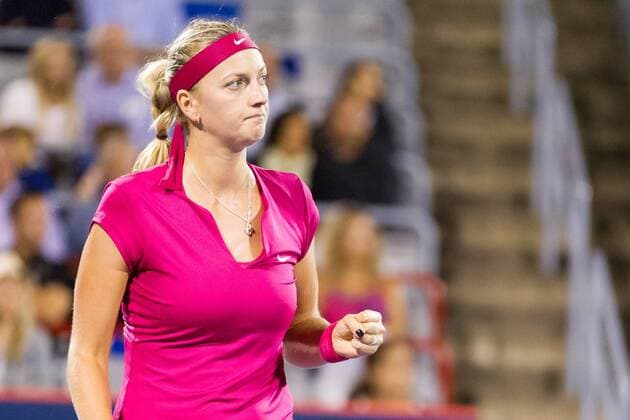 AUG 06, 2014 : Petra Kvitova (CZE) reacts during her game in the 2nd round of the Rogers Cup presented by National Bank at Uniprix Stadium in Montreal, Quebec, Canada. TENNIS: AUG 06 Rogers Cup - woman Montreal Icon10171 EDITORIAL USE ONLY
