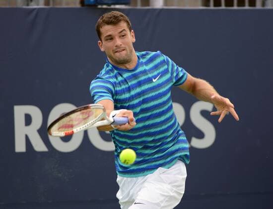 Grigor Dimitrov (BUL) in Aktion. Rogers Cup 2014, Toronto, Canada