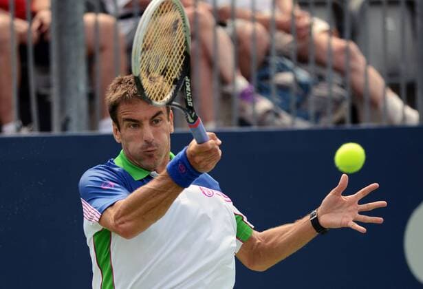 Tommy Robredo (ESP) in Aktion. Rogers Cup 2014, Toronto, Canada