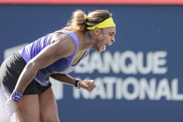 07 August 2014: Serena Williams of the United States reacts after winning a point during the third round of the Rogers Cup Presented by National Bank at Uniprix Stadium in Montreal, Quebec, Canada. Icon10610 EDITORIAL USE ONLY