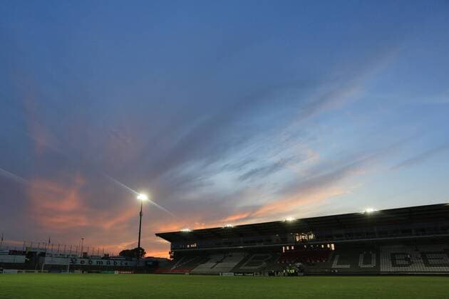 Fußball, Stadiongeschichte VfB Lübeck Lübeck, 08. August 2014 Sport, Fußball, Saison 2014 2015, Vorbereitung, Lazio Rom - Hamburger SV: Das Stadion Lohmühle