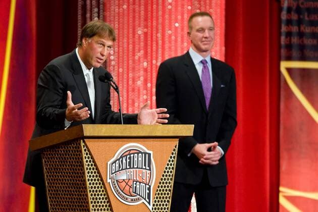 Springfield, Massachusetts, United States - August 8, 2014: Inductee Sarunas Marciulionis speaks during the 2014 Naismith Memorial Basketball Hall of Fame Enshrinement Ceremony at Symphony Hall in Springfield, Massachusetts. Anthony Nesmith CSM NBA Basketball Herren USA 2014: Hall of Fame Enshrinement Ceremony AUG 08 - ZUMAc04