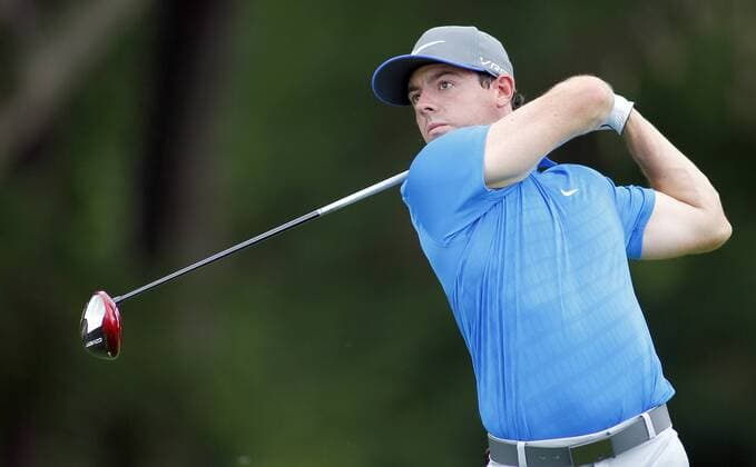 Rory McIlroy, of Northern Ireland, watches his tee shot on the fifth hole during the third round of the 96th PGA Golf Herren Championship at Valhalla Country Club on .August 9, 2014 in Louisville, Kentucky.  LOU2014080902