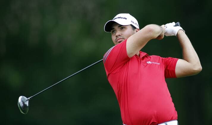 Jason Day, of Australia, hits his tee shot on the fifth hole during the third round of the 96th PGA Golf Herren Championship at Valhalla Country Club on .August 9, 2014 in Louisville, Kentucky. Day shot two under par 69 and trails leader Rory McIlroy by three strokes entering Sunday s final round.  LOU2014080913