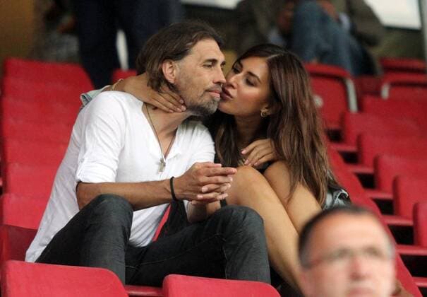 10.08.2014, xsvx, Fussball Testspiel, FSV Mainz 05 - FC Granada, v.l. Trainer Martin Schmidt (FSV Mainz 05) mit seiner Freundin Jana Azizi