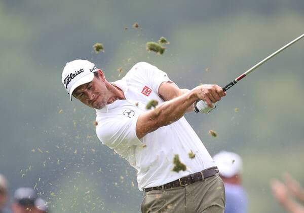August 10, 2014: Adam Scott tees off during the fourth round of the PGA Golf Herren Championship at Valhalla Golf Club in Louisville, Ky. GOLF: AUG 10 PGA Golf Herren - PGA Golf Herren Championship - Final Round Icon11249 EDITORIAL USE ONLY